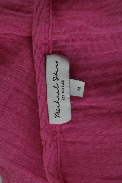 Michael Stars Womens Bohemian Sleeveless Pink Cotton Button Up Blouse Size M