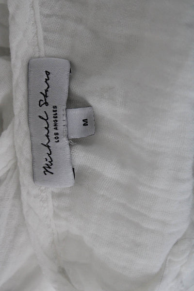 Michael Stars Women White Sleeveless Basic Blouse Round Neck 100% Cotton Size M