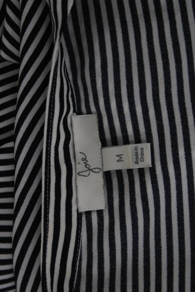 Joie Women Sleeveless Striped Basic Round Neck Blouse Black Size M