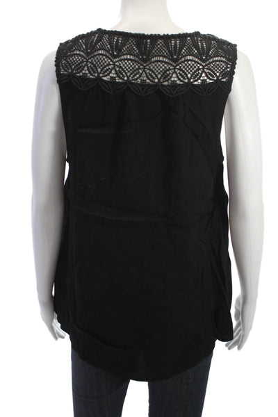 Joie Women Black Bohemian Cotton V-Neck Sleeveless Tank Size M