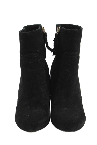 Joie Womens Suede Zip Up Wedge Heel Ankle Boots Black Size 7 Medium