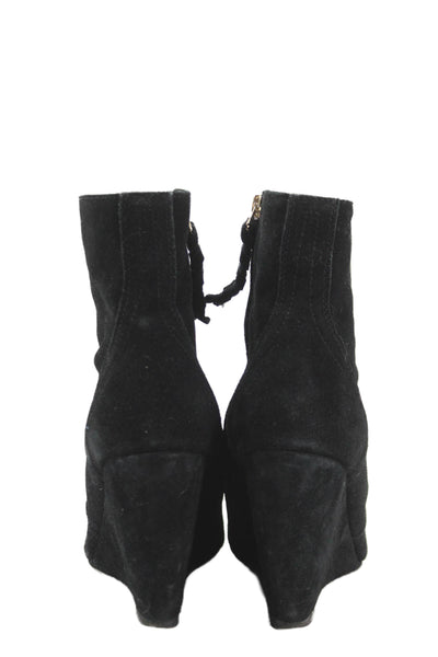 Joie Womens Suede Zip Up Wedge Heel Ankle Boots Black Size 7 Medium