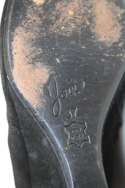 Joie Womens Suede Zip Up Wedge Heel Ankle Boots Black Size 7 Medium