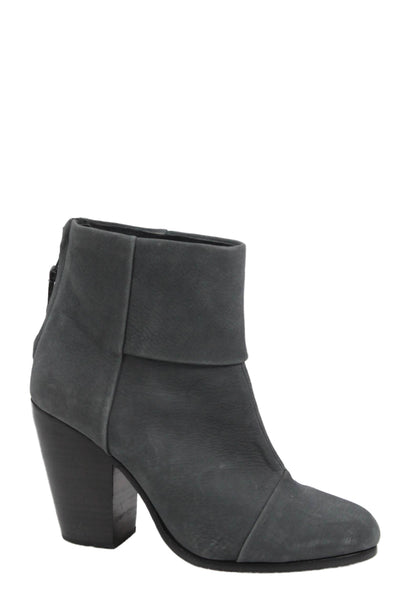 Rag & Bone Womens Leather Zip Up Ankle Boots Grey Size 37.5 7.5