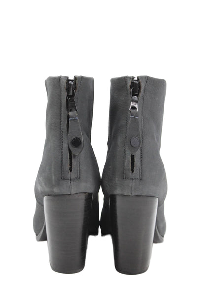 Rag & Bone Womens Leather Zip Up Ankle Boots Grey Size 37.5 7.5