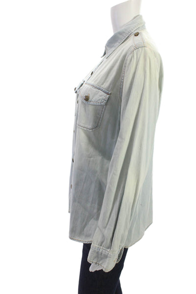 Current/Elliott Women Button-Down Long Sleeve Light Blue Cotton Top Size 3