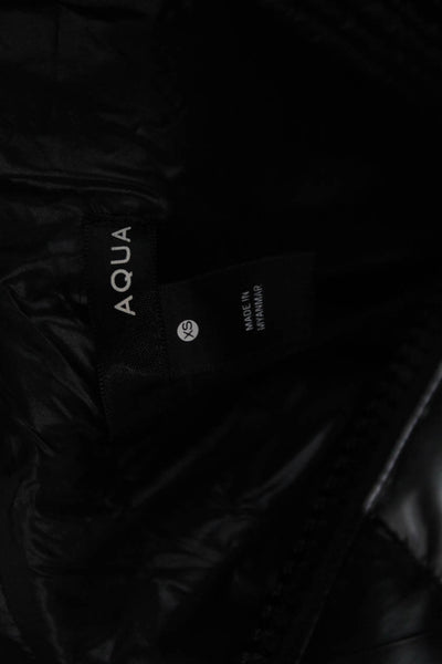 Aqua Women Quilted Puffer Jacket Black High Neck Button Nylon Size XS