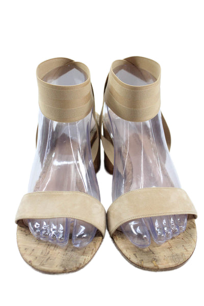 Gianvito Rossi Womens Round Toe Slip-On Ankle Strap Beige Size 10.5