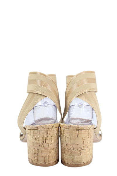 Gianvito Rossi Womens Round Toe Slip-On Ankle Strap Beige Size 10.5