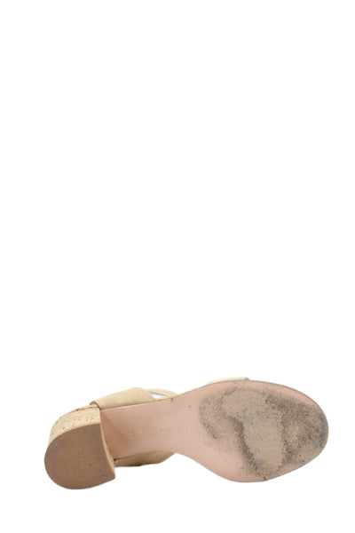 Gianvito Rossi Womens Round Toe Slip-On Ankle Strap Beige Size 10.5