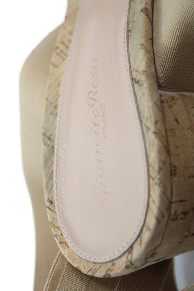 Gianvito Rossi Womens Round Toe Slip-On Ankle Strap Beige Size 10.5