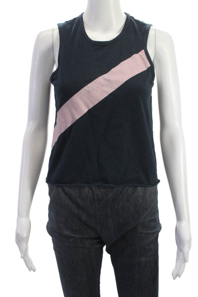 Splits 59 Womens Striped Dark Blue Cotton Sleeveless Tank Size XS