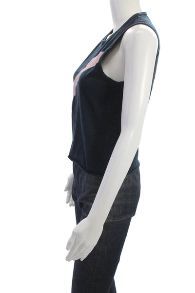 Splits 59 Womens Striped Dark Blue Cotton Sleeveless Tank Size XS
