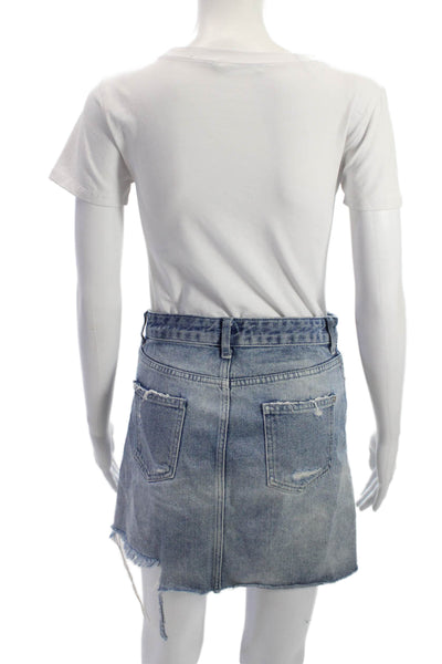 Zara Womens Blue Mini Skirt Cotton Short Size XS