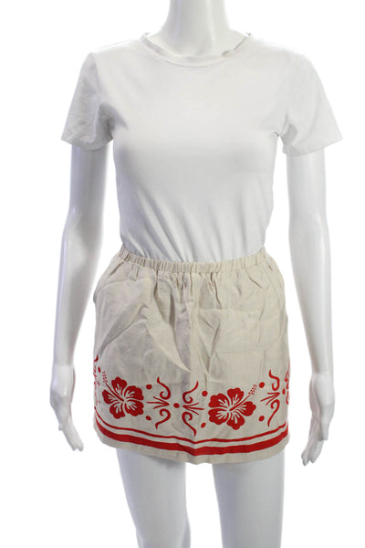 Seven Wonders Women Peasant Mini Skirt Beige Floral Size XS