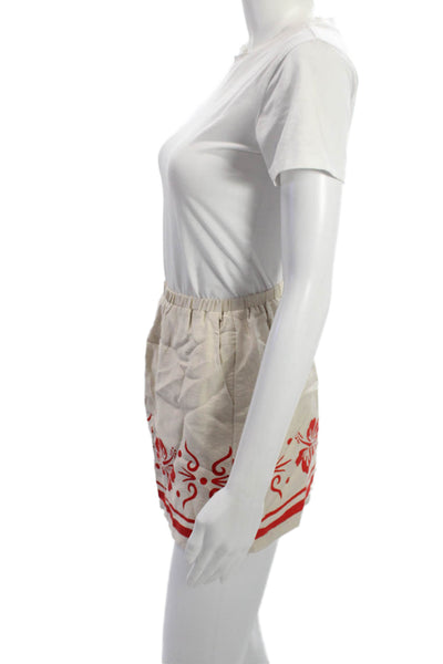 Seven Wonders Women Peasant Mini Skirt Beige Floral Size XS