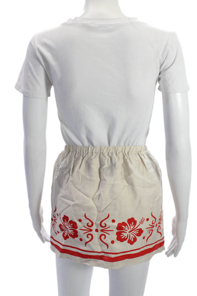 Seven Wonders Women Peasant Mini Skirt Beige Floral Size XS