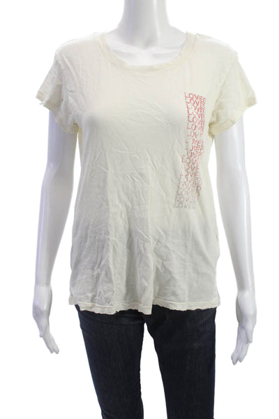 Current/Elliott Women Basic Graphic Cotton Crew Neck Short Sleeve Tee Size 0