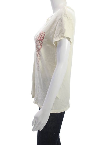 Current/Elliott Women Basic Graphic Cotton Crew Neck Short Sleeve Tee Size 0