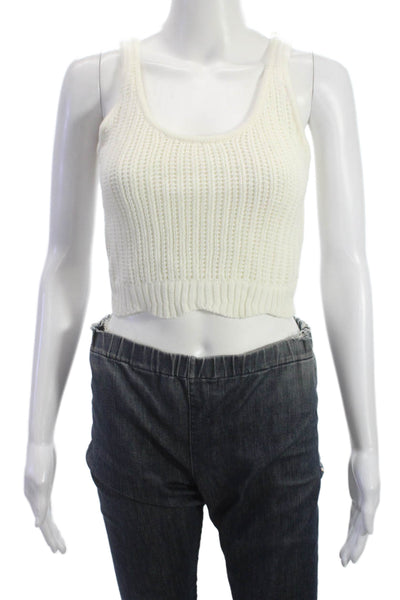 Z Supply Women Cropped Tank White Round Neck Cotton Acrylic Size XS