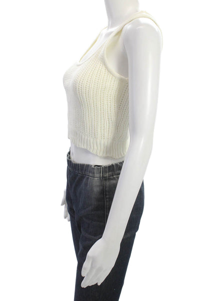Z Supply Women Cropped Tank White Round Neck Cotton Acrylic Size XS