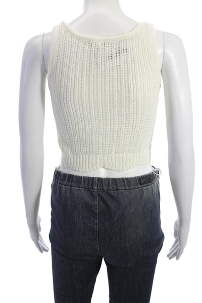 Z Supply Women Cropped Tank White Round Neck Cotton Acrylic Size XS