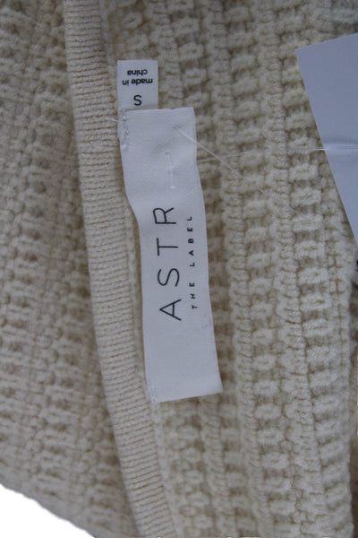 ASTR Womens Cropped Bohemian Short Sleeve Beige Top Size S