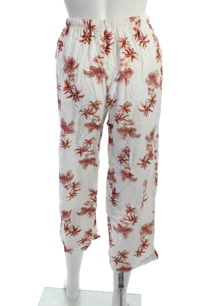 Piyama Womens Collared Palm Tree Cotton Long Sleeve Button Cuff Set Size XS