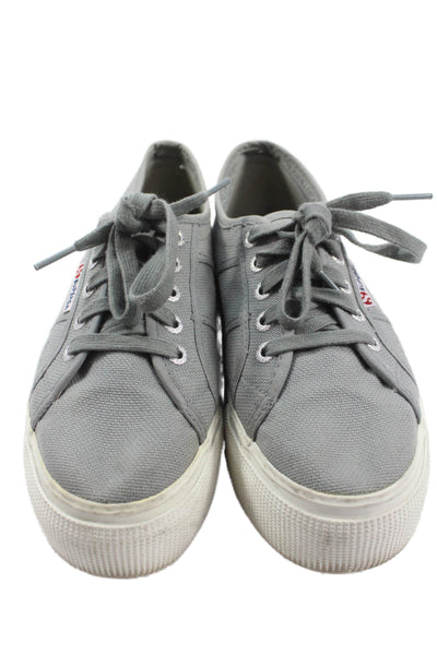 Superga Womens 2790 Canvas Low-Top Platform Casual Sneakers Gray Size 7.5