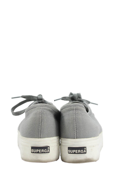 Superga Womens 2790 Canvas Low-Top Platform Casual Sneakers Gray Size 7.5