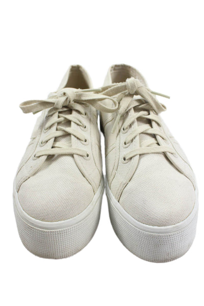 Superga Womens 2790 Canvas Low-Top Platform Casual Sneakers Beige Size 7.5