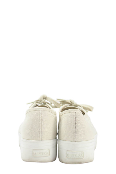 Superga Womens 2790 Canvas Low-Top Platform Casual Sneakers Beige Size 7.5