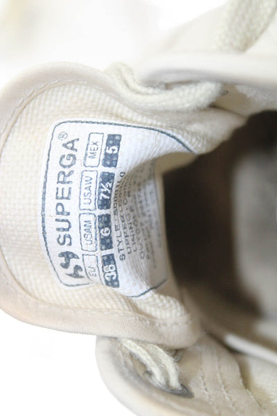 Superga Womens 2790 Canvas Low-Top Platform Casual Sneakers Beige Size 7.5