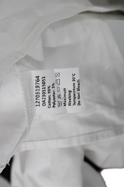 Commense Womens Cropped Collared Button-Up Long-Sleeve White Top Size XS