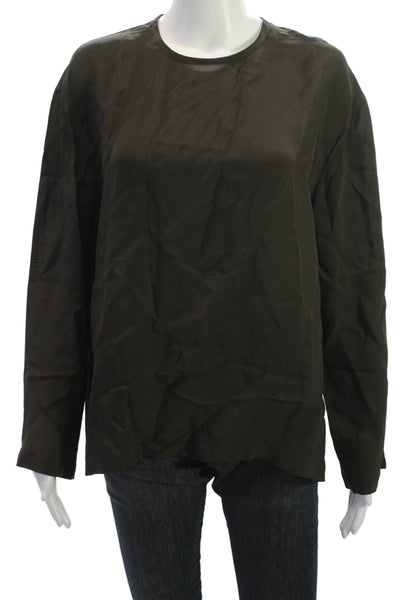 Zara Womens Basic Black Viscose Round Neck Long Sleeve Blouse Size M