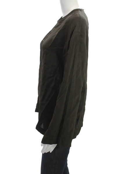 Zara Womens Basic Black Viscose Round Neck Long Sleeve Blouse Size M
