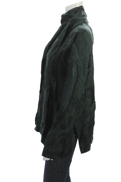 COS Women Green Paisley V-Neck Long Sleeve Blouse Size 8