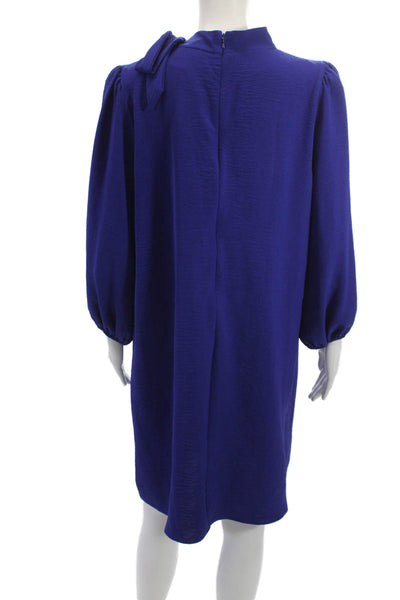 DKNY Women Shift Dress Blue Long Sleeve High Neck Size 12