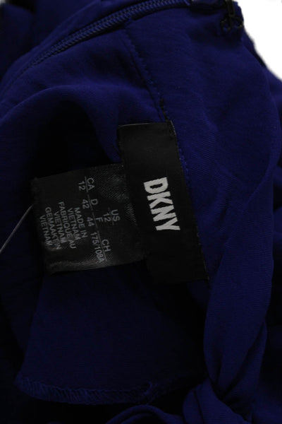 DKNY Women Shift Dress Blue Long Sleeve High Neck Size 12