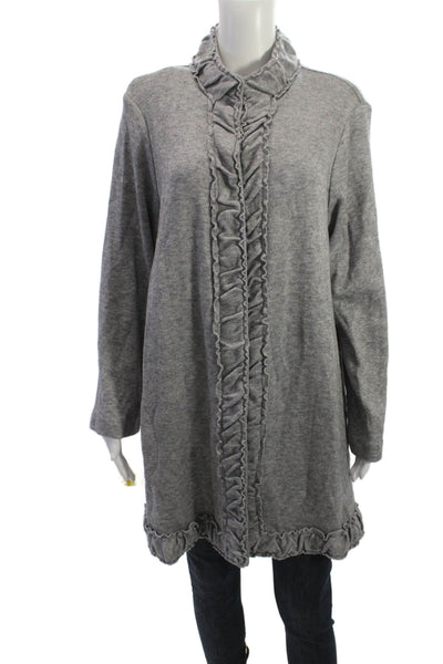 Pure Essence Women Coatigan Gray Mock Neck Long Sleeve Classic Size 2XL