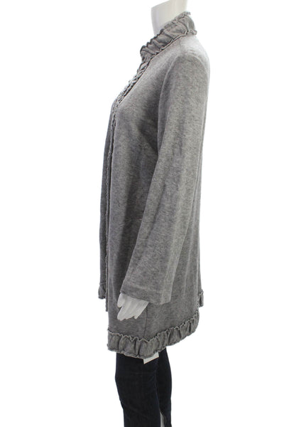 Pure Essence Women Gray High Neck Long Sleeve Coatigan Size M
