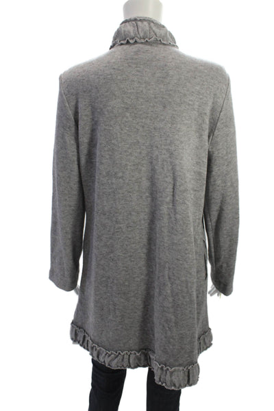 Pure Essence Women Gray High Neck Long Sleeve Coatigan Size M