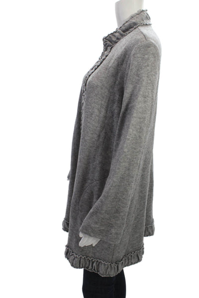 Pure Essence Women Gray High Neck Long Sleeve Coatigan Size L