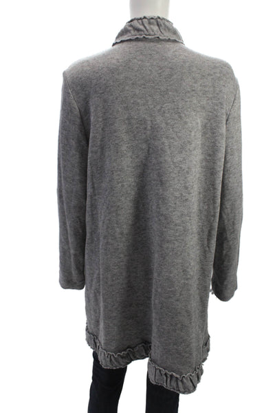 Pure Essence Women Gray High Neck Long Sleeve Coatigan Size L