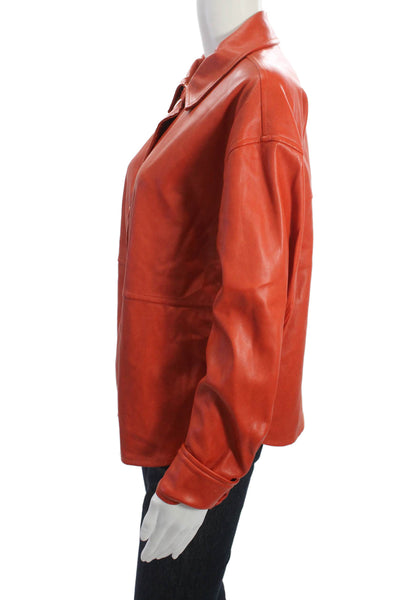 7 For All Mankind Women Collared Orange Jacket Long Sleeve Size M