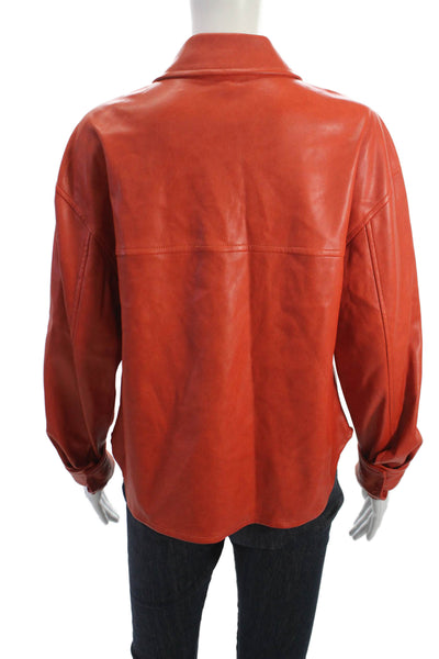 7 For All Mankind Women Collared Orange Jacket Long Sleeve Size M