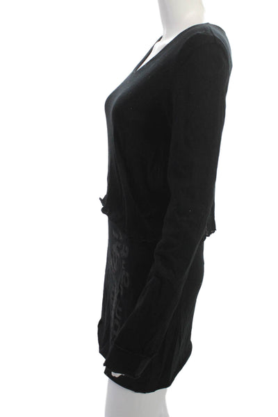 Studio B3 Women Sweater Dress Black V-Neck Long Sleeve Gothic Cotton Size 32