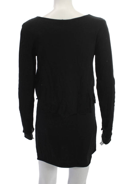 Studio B3 Women Sweater Dress Black V-Neck Long Sleeve Gothic Cotton Size 32