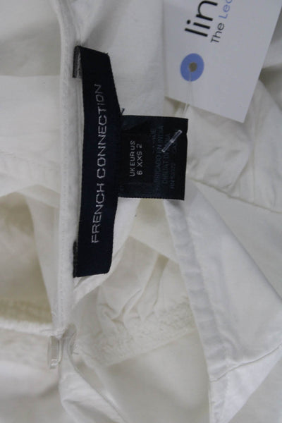 French Connection Women White Fit & Flare Mini V-Neck Dress Size 2