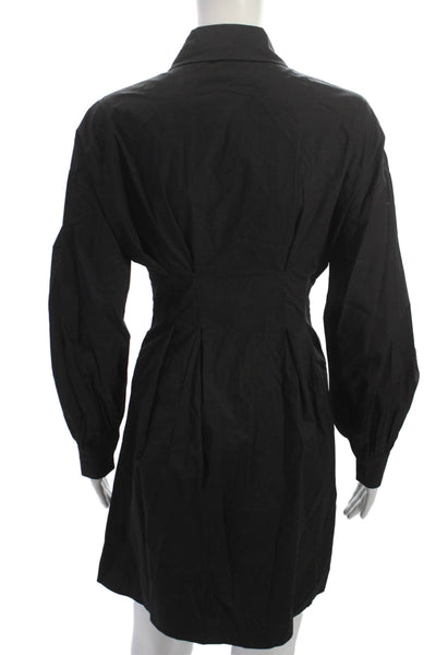 MISSGUIDED Womens Black Shirt Dress Collared Long Sleeve Button Cotton Size 0